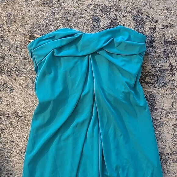 Blue Halston Heritage Caribbean Blue Strapless Maxi Dress Gown NWT - XS - Picture 2 of 4